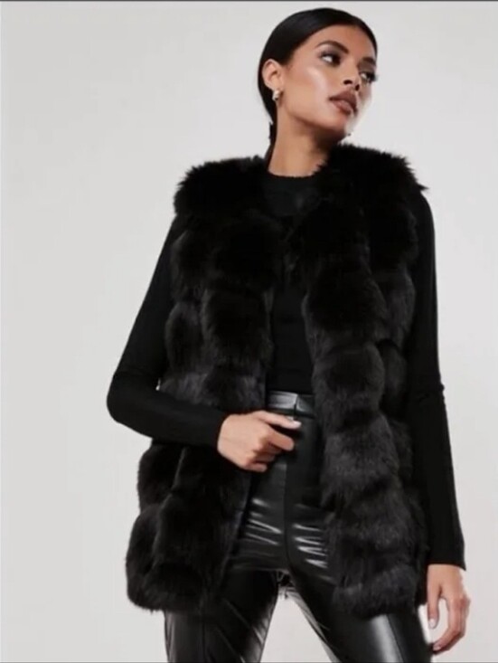 Missguided Jackets & Blazers - Missguided Plush Faux Fur Vest in Deep Black